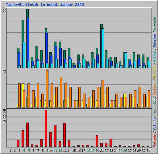Tages-Statistik im Monat Januar 2025